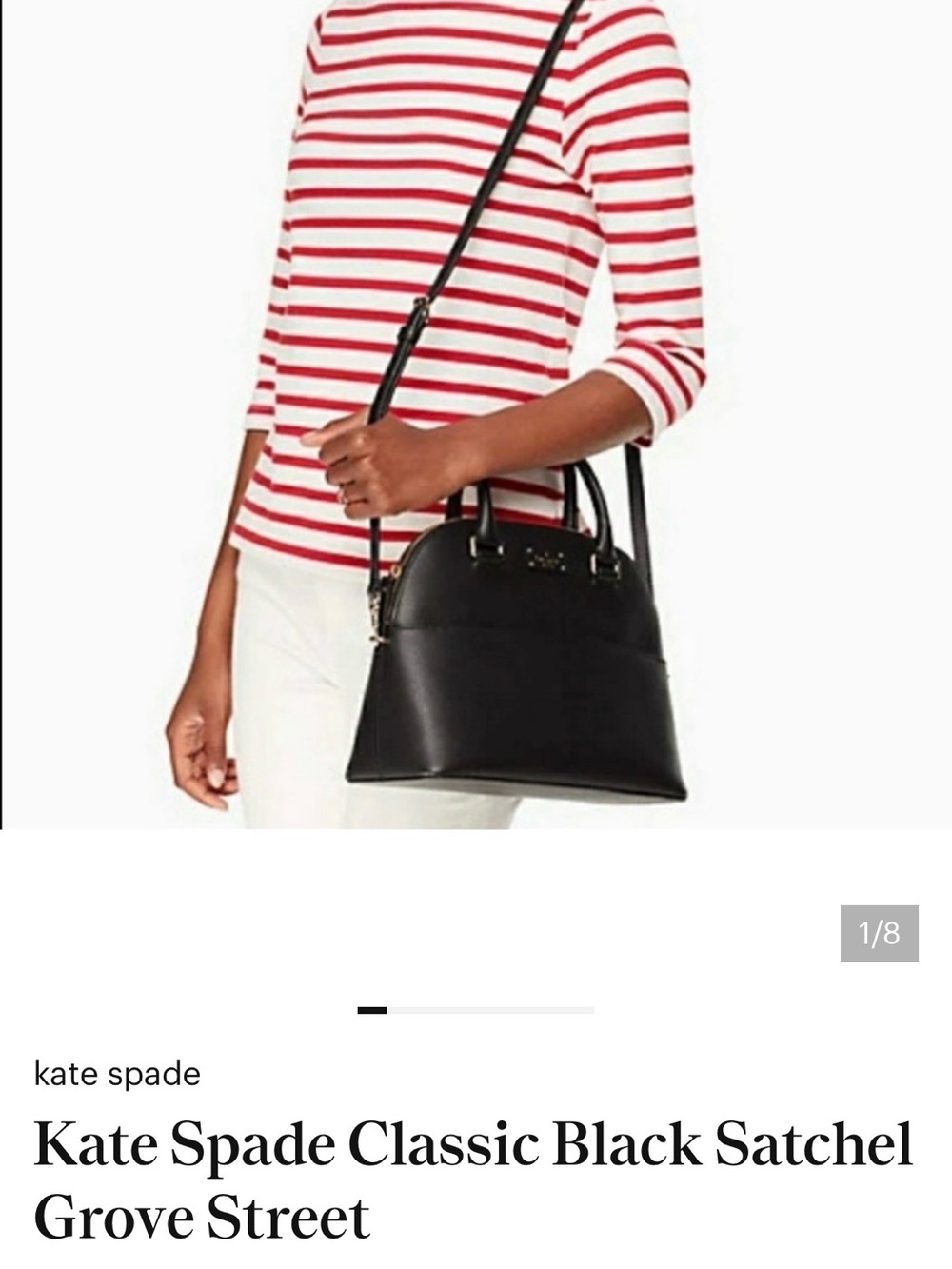 kate spade Black Leather Dome Satchel with Gold Hardware and Detachable Strap